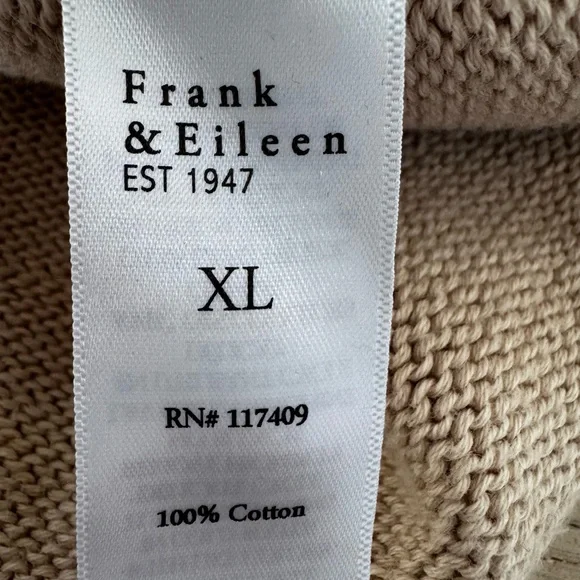 Frank & Eileen Monterey Cotton Funnel Neck Sweater Size XL sand white